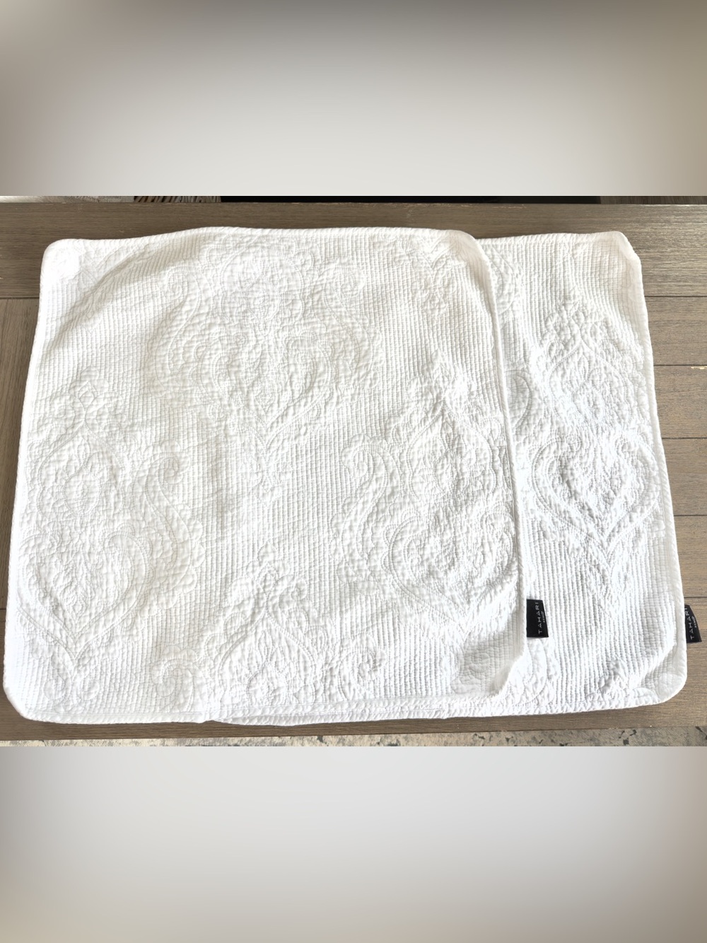 Tahari EURO White Quilted Paisley Cotton pillow case